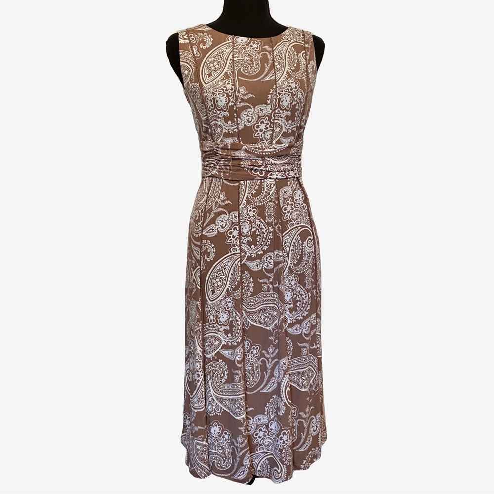 Brown Paisley Midi Dress